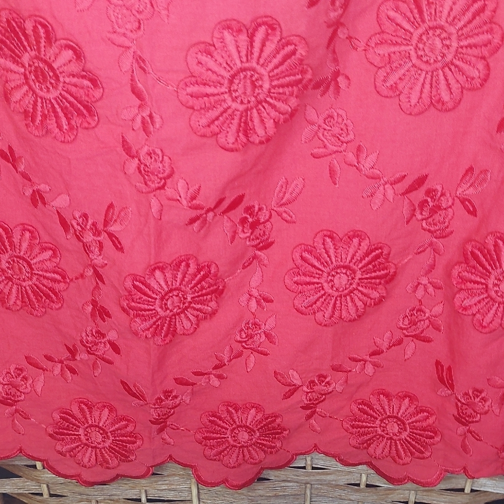 Talbots Red Floral Embellished Sleeveless Top Medium - Picture 6 of 14